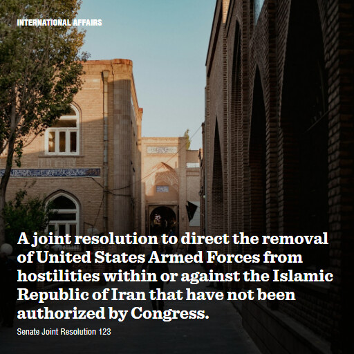 S.J.Res.123 119 A joint resolution to direct the removal of United States Armed Forces from hostilities wi